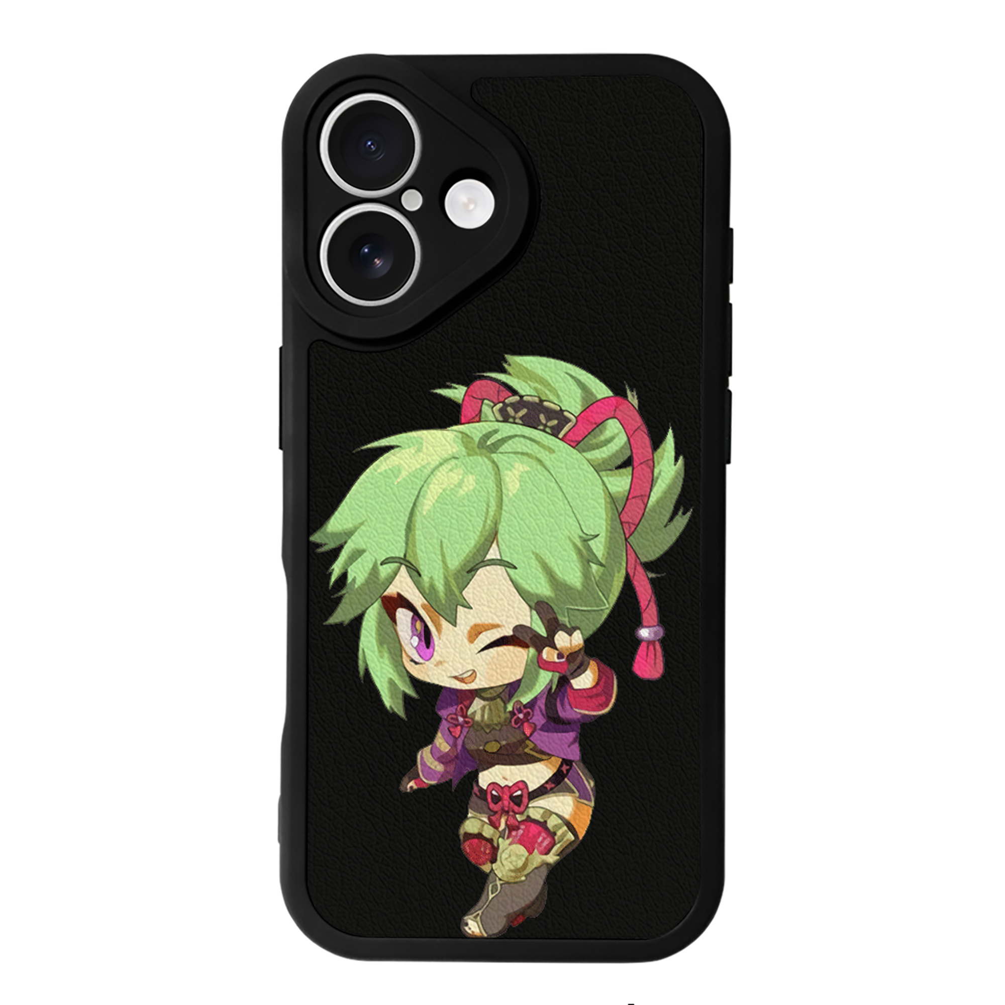 げんし神  久岐忍 くき しのぶ genshin Kuki Shinobu 【iPhone 16シリーズ対応】シリコンスマホケース（レザー調） 材質：シリコン